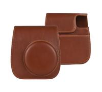 Andoer Bolsa de almacenamiento para cámara instantánea, funda de piel sintética, hebilla magnética con correa para el hombro, compatible con Fujifilm Instax Mini 12/11/9/8, marrón, Küçük