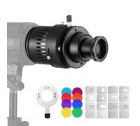 Andoer Bowens Mount Optical Snoot Conical Focalize Condenser Art Special Effects Shaped Beam Light Cilindro con lente F2.4 de 85 mm, adaptador de ranura para tarjetas, 16 tarjetas gráficas y 8 filtros