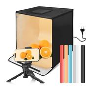 Andoer Caja de luz portátil para estudio fotográfico, plegable, con 252 luces LED, caja de luz para estudio fotográfico, luces LED ajustables, 6 fondos de colores