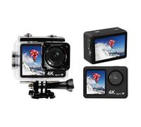 Andoer Cámara de acción 4K 30 FPS 16 MP, cámara deportiva WiFi de 160°, lente gran angular de 160°, pantalla doble, 30 m/98 pies, resistente al agua con carcasa impermeable, kit de accesorios de