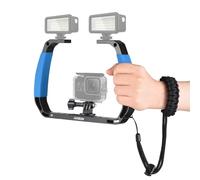 Andoer Cámara de acción de buceo subacuático, estabilizador de mano para cámara de acción con soportes para zapatos fríos, correa de mano, compatible con GoPro Hero 12/11/10, DJI Osmo Action 4/3/2,