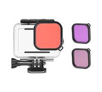 Andoer Cámara de acción impermeable + juego de filtros rojo rosa púrpura para GoPro Hero 9 GoPro Hero 10 buceo surf snorkel