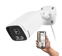 Andoer Cámara de seguridad IP POE de 4 MP, visión nocturna infrarroja, lente de 3,6 mm, cámara de vigilancia para interiores y exteriores, con micrófono de audio unidireccional, soporte de montaje en