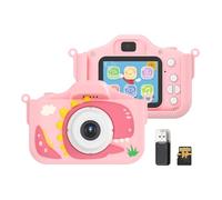Andoer Cámara digital 1080P para niños, linda cámara de video digital para niños, doble lente de 2.0 pulgadas, pantalla IPS de 48 m, juegos de fotos con correa para el cuello, lector de tarjetas USB