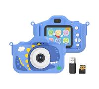Andoer Cámara digital 1080P para niños, linda cámara de video digital para niños, doble lente de 2.0 pulgadas, pantalla IPS de 48 m, juegos de fotos con correa para el cuello, lector de tarjetas USB