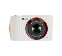 Andoer Cámara Digital 4K 64MP Zoom 16x CCD Portátil con Dos Lentes y Pantalla 24" para Estudiantes (Blanco)