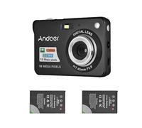 Andoer Cámara digital con 2 baterías recargables de 18 m 720P HD, videocámara digital para niños, cámara digital compacta 8X, zoom digital, antivibración, pantalla LCD de 2.7 pulgadas