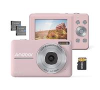 Andoer Cámara digital con 2 pilas recargables, tarjeta de memoria de 32 GB, 1080P, 44 m, HD, 16X, zoom digital, antivibración, enfoque automático, pantalla LCD sonriente, para niños y vacaciones