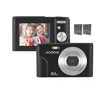 Andoer Cámara digital de 48 MP 1080P, pantalla IPS de 2,4 pulgadas, zoom de 16 aumentos, enfoque automático, disparador automático, 128 GB, memoria ampliada, reconocimiento facial, antivibración, con