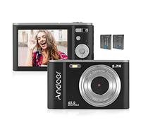 Andoer Cámara digital portátil de 48 MP, 2.7 K, pantalla IPS de 2.8 pulgadas, zoom 16X, autodisparador, memoria extendida, detección de rostros, antivibración