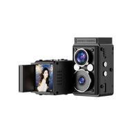 Andoer Cámara digital retro S11, cámara CCD de doble lente, estilo TLR portátil, apunta y dispara, compacta, pequeña, con 6 filtros para principiantes, adolescentes y adultos, color negro