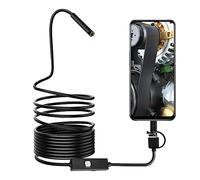 Andoer Cámara endoscópica de 0,3 MP, lente de 7 mm, con 6 luces LED, resistente al agua, IP67, para PC, USB, endoscopio, 5 m, flexible, gancho magnético (1 m)