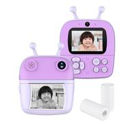 Andoer Cámara fotográfica instantánea para niños Cámara para niños con impresión instantánea Cámara digital 1080P Doble Lente Pantalla IPS de 2,4 pulgadas Regalo para cumpleaños y Navidad