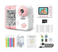 Andoer Camara Fotos Infantil Instantanea, 1080P 2,4" Cámara de impresión instantánea para niños con Papel de impresión térmica Bolígrafos de Color Correa para el Cuello, Niños y Niñas de 3 a 12 años
