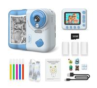 Andoer Cámara instantánea para niños, cámara de impresión instantánea para niños, cámara digital 1080P para niños, pantalla IPS de 2,4 pulgadas, zoom 10X para niños, niñas