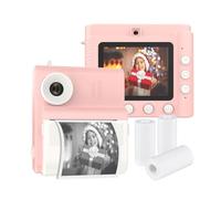 Andoer Cámara instantánea para niños, cámara digital 1080P para niños, cámara infantil de 2,8 pulgadas, cámara instantánea, doble lente con 3 rollos de papel de impresión térmica, regalo para niños de