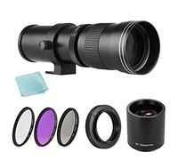 Andoer Cámara MF Super Teleobjetivo Zoom F/8.3-16 420-800 mm T Mount + Juego de filtros UV/CPL/FLD + 2X 420-800 mm Teleconverter Lens + T2-AI Anillo adaptador de repuesto