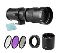 Andoer - Cámara MF Super Teleobjetivo Zoom F/8.3-16 420-800mm T Mount + Juego de filtros UV/CPL/FLD + 2X teleconvertidor 420-800mm + anillo adaptador T2-EOS de repuesto