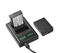 Andoer Cargador de batería LP-E10 2 ranuras con indicadores LED + 2 baterías LP-E10 7,4 V 2200 mAh con cable de carga USB de repuesto para 1100D 1200D 1300D Rebel T3 T5 Kiss X50 X70