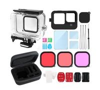 Andoer Funda Impermeable para Cámara de Acción con 2 Protectores, 3 Gafas Templadas, 3 Filtros, 12 Placas Antivaho, Kit de Limpieza, Estuche de Almacenamiento Compatible con GoPro Hero 12/11/10/9