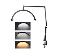 Andoer HD-M3X Luz de Video LED de Escritorio, Luz de Relleno en Forma de Media Luna 3000K-6000K Regulable con Abrazadera en C Soporte de luz para Montaje en Escritorio para Maquillarse Pestaña