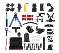 Andoer Juego de accesorios para cámara de acción 60 en 1, 10, 9, 8, Max 7, 6, 5 YI, 360°, soporte para la cabeza, correa para el pecho con soporte para coche, soporte para bicicleta, palo selfie para