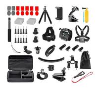 Andoer Juego de accesorios para cámara de acción 60 en 1, 10, 9, 8, Max 7, 6, 5 YI, 360°, soporte para la cabeza, correa para el pecho con soporte para coche, soporte para bicicleta, palo selfie para