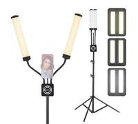 Andoer Juego de Luces LED de 50W, 3200K-5600K de Doble Brazo de Relleno LED, iluminación de estudioon Clip para teléfono, trípode y Control Remoto para fotografía Maquillaje pestañas Cejas Tatuajes
