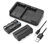 Andoer Kit de batería y Cargador para cámara NP-F550/F570 con Cargador de batería de 2 Ranuras + 2 baterías NP-F550/F570 7,4 V 2400 mAh + Cable de Carga USB para Sony NP-F970 F750 F770 F960 F550 F530