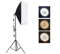 Andoer Kit de Iluminación para Fotografía Softbox Equipo de Estudio Profesional con Softbox de 60x60 Cm Bombilla de Temperatura 2800-5700K 85W con Control Remoto y Soporte de Luz (UE-Stecker)