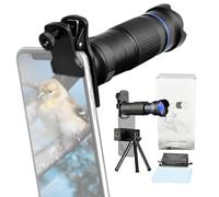 Andoer Kit de teleobjetivo 36X con Mini trípode, Clip para teléfono, Soporte, Bolsa de Lentes, paño de Limpieza para Senderismo, Camping, observación de Vida Silvestre, Luna, Deportes, Juegos