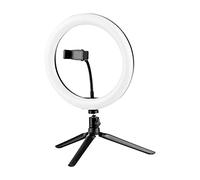 Andoer Kit de transmisión de vídeo con anillo LED de 10 pulgadas, cabezal de bola, mini trípode, obturador remoto con soporte para teléfono