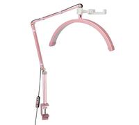 Andoer Lámpara de vídeo LED, luz de llenado en forma de media luna, 3000 K-6000 K, regulable con abrazadera C, soporte de luz para salón de belleza, maquillaje, transmisión en directo, lámpara de