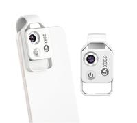 Andoer Lente de Microscopio Profesional para Teléfono Inteligente 200X con Luz de Relleno LED, Amplia Compatibilidad y Rango de Aplicación para Plantas, Insectos, Joyas y Pruebas (Blanco)
