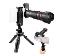 Andoer Lente de zoom 40X con trípode para teléfono, teleobjetivo, teléfono, telescopio, lente de cámara para senderismo, camping, observación de vida silvestre, luna, deportes, juegos, conciertos