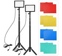 Andoer Luces LED Video Regulables a 5600K con Soporte de Trípode Ajustable y Filtros de Color para Ángulos Bajos y Tableros de Mesa Iluminación LED Colorida y Portátil para Fotografía y Video 2 Packs