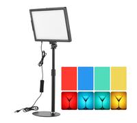 Andoer Luz LED de vídeo LED de 15 W, 3000 K - 6500 K, intensidad regulable, con trípode de luz, alimentación por USB, para transmisión en directo, grabación de vídeo, reuniones en línea, enseñanza,