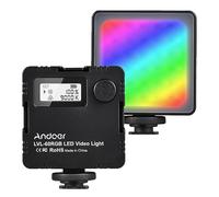 Andoer LVL-60RGB Luz de Video LED, Luz de Relleno LED Bicolor 2500K-9000K Regulable con 3 monturas de Zapata fría Pantalla LCD Luz de Relleno Vlog para cámara DSLR