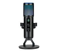 Andoer Micrófono de condensador USB, micrófono cardioide con luces RGB coloridas, soporte de micrófono de escritorio para grabación, transmisión, podcasting, transmisión, juegos, voz en off y más