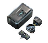 Andoer Micrófono inalámbrico con funda de carga y transmisor con pantalla digital One-Trigger-Two 2,4 G, enganche magnético, clip en el micrófono para smartphone con cancelación de ruido para iPhone