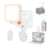Andoer Mini Luz de Video LED, Luz de Relleno LED 3000K-6500K Regulable Luz de videoconferencia con Clip y Soporte para Zapata fría para computadora Tableta Teléfono móvil Cámara DSLR