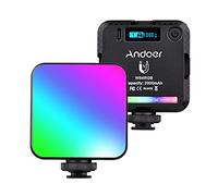 Andoer Mini RGB LED Luz de Video Recargable, Luz de Relleno 2500K-9000K Regulable con 3 Soportes de Zapata fría Parte Trasera magnética para videoconferencia de transmisión en Vivo de Vlog