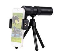 Andoer Mini telescopio monocular 10X-300X BAK4 Prismas resistentes al agua con soporte para teléfono, mini trípode de soporte, bolsa de transporte para observación de paisajes, pájaros, vida