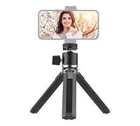 Andoer Mini trípode de aleación de aluminio cabeza de bola de doble uso Soporte de trípode portátil Mango de cabeza de bola giratoria con tornillo de 1/4 de pulgada Soporte de trineo frío