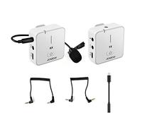 Andoer MX5 2.4G Sistema de micrófono de grabación inalámbrico con transmisor Receptor Clip Lavalier Mic 50M Alcance Efectivo para Tipo C y 3.5 mm Smartphone Cámara DSLR DV Vlog Grabación de Video