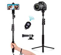 Andoer Palo Selfie Trípode Extensible de 54 Pulgadas de Aleación de Aluminio con Control Remoto con Soporte para Teléfono y Adaptador de Soporte para Cámara Deportiva Liberación Remota