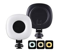 Andoer Paquete de 2 luces LED de bolsillo para cámara de video, luz de relleno LED, 3 modos de iluminación, 3 niveles de brillo, batería integrada con adaptador de zapata fría