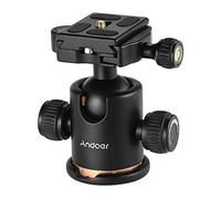 Andoer Rótula,Pro Ballhead de Metal 360 Grados Giratoria Panorámica con 1/4 Plato de Liberación Rápida y Nivel de Burbuja, para Trípode, Monopie,Deslizador,Cámara Réflex Digital,Videocámara