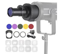 Andoer Snoot cónico óptico con soporte Bowens para fotografía, flash de proyector, snoot de modelado, accesorios de iluminación con 5 filtros de color, 10 tarjetas gráficas
