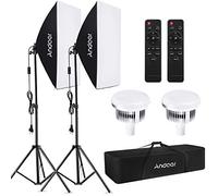 Andoer Softbox Kit,Iluminación Fotográfica Equipo con 85W 2800K-5700K Luz LED de Temperatura de Bicolor,Softbox de 50x70cm, Tripodes Soporte, Control Remoto y Bolsa de Transporte